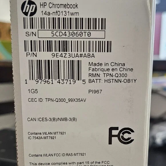 HP 14 in HD Chromebook Laptop Intel Processor N200 4GB RAM 128GB- Glacier Silver